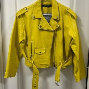 Zara yellow leather jacket